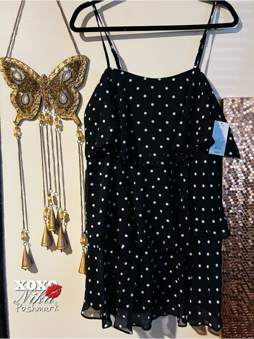 A New Day Black Dress with White Polka Dots - Size Medium